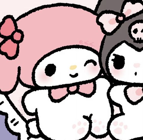 Kuromi Matching, Matching Pics, My Melody And Kuromi, Melody And Kuromi, Im Lonely, Couple Pfp, Hello Kitty Art, Hello Kitty My Melody, Hello Kitty Pictures