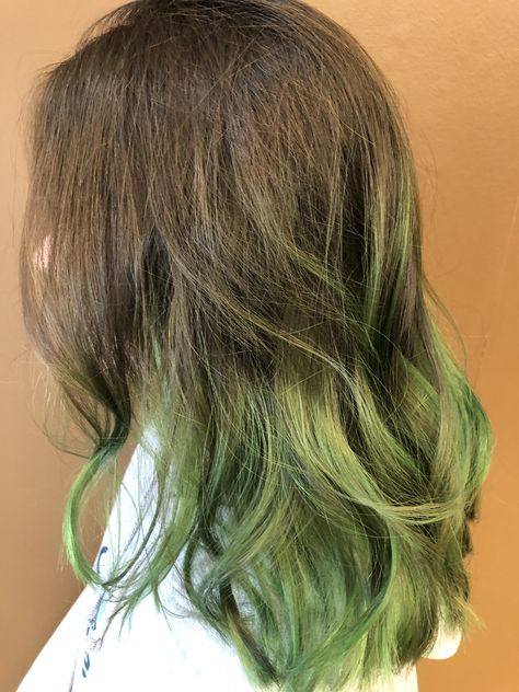 Green Hair Streaks, Green Hair Ombre, Pastel Green Hair, Hidden Hair Color, Olive Hair, The Best Hair Products, Green Hair Dye, Dyed Tips, Best Hair Products