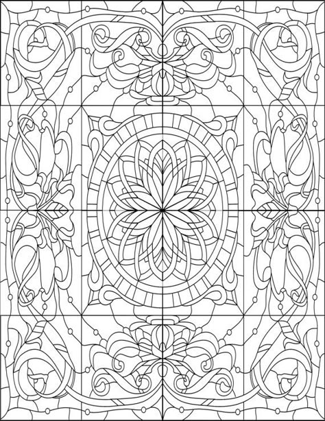 Adult Coloring Book, Printable Coloring Pages, Coloring Pages, Geometric… Coloring Pages Geometric, Stained Glass Coloring Pages, Adult Colouring Printables, Coloring Books For Adults, Pattern Coloring Pages, Adult Colouring Pages, زجاج ملون, Stained Glass Designs, Coloring Book For Adults