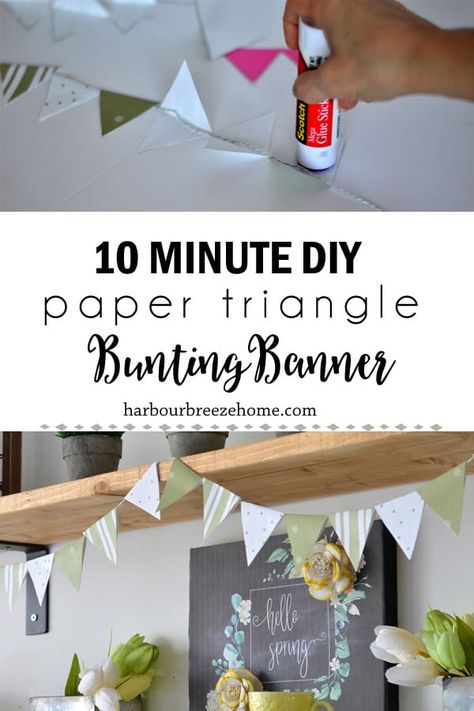 Diy Triangle Banner, Banner Diy Paper, Paper Banner Diy, Diy Banner Template, Diy Bunting Banner, Paper Triangle, Triangle Bunting, Pendant Banner, Triangle Template