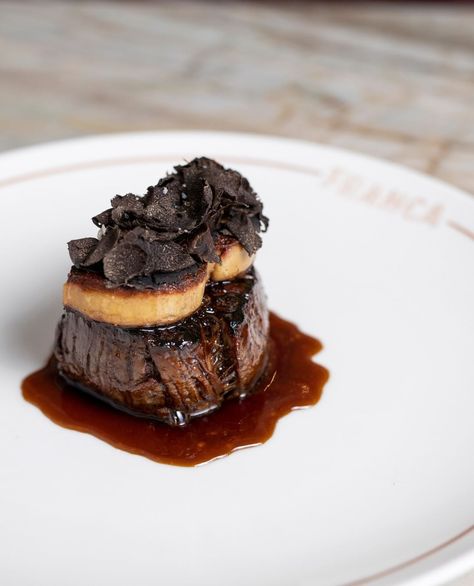 Franca Brasserie & Bar on Instagram: “Our Franca Rossini: Filet Mignon, Foie Gras, Truffle.⁠ Served with fried Kipfler potatoes. ⁠ Back by popular demand while Truffle season…” Kipfler Potatoes, Foie Gras, Truffles, Steak, Sydney, Presentation, Plating, Baking, Bar