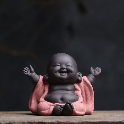 Buddhist Decor, Small Buddha Statue, Smiling Buddha, Buddha Home Decor, Handmade Desk, Chinese Buddha, Handmade Desks, Baby Buddha, Buddha Garden