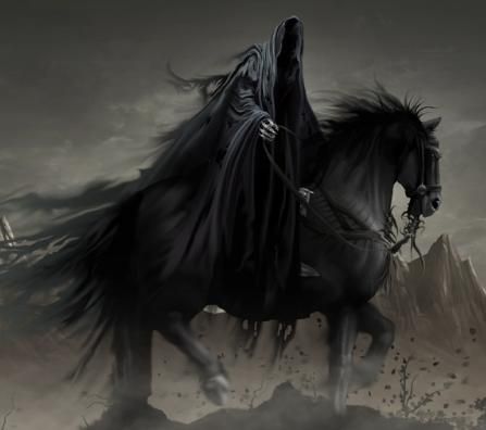 NazgulHorse Don't Fear The Reaper, Grim Reaper Art, Dark Creatures, Horsemen Of The Apocalypse, 다크 판타지, Odaiba, Jrr Tolkien, Angels And Demons, Black Horse