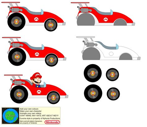 Mario Cart Out Of Cardboard, Diy Mario Cart Wagon, How To Draw Mario, Mario Kart Characters, Mario Und Luigi, Mario Kart Party, Character Builder, Hot Wheels Room, Bike Decorations