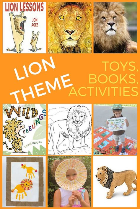 Lion books, activities and toys, great for toddler or preschoolers. Includes active lion activities and fiction lion books. Lion Activities, Zoo Preschool, Jungle Crafts, Lion Book, Daniel And The Lions, Lion Toys, Lion And Lamb, Toddler Classroom, Theme Activity