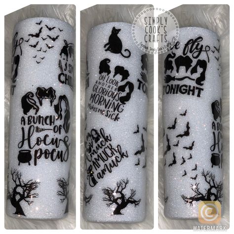 Hocus Pocus Tumbler Cup, Hocus Pocus Tumbler Ideas, Hocus Pocus Nail Designs, Hocus Pocus Tumbler, Fall Cups, Sublimation Cups, Cricut Cups, Halloween Glasses, Yeti Cup Designs