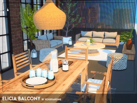 The Sims Resource - Elicia Balcony (TSR only CC) Sims 4 Rooms, Bungalow Living Room, Sims 4 Tsr, Modern Balcony, Sims 4 House Plans, Cottage Style Homes, Balcony Furniture, Island Living, Outdoor Retreat