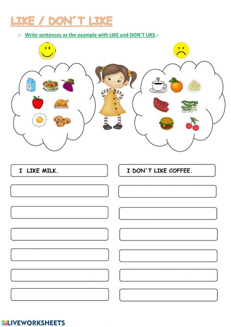 English Grammar For Kids, Grammar For Kids, English Activities For Kids, English For Beginners, Learning English For Kids, English Grammar Worksheets, English Phonics, Likes And Dislikes, English Worksheets For Kids