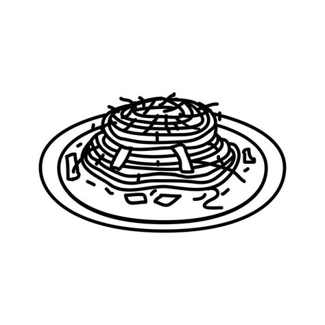 Icon Style, Pasta Carbonara, Carbonara Pasta, Spaghetti Carbonara, Concept Ideas, Restaurant Concept, Easy Drawings, Vector Art, Line Art