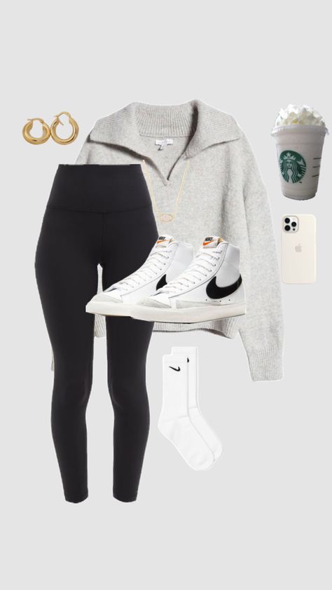 #sweater #leggings #blazers #outfitinspo #nikesocks #nikeblazers #beauty #earrings #goldearrings #starbucks #vanillabean #frappucino Starbucks Outfit, Sweater Leggings, Nike Socks, Nike Blazer, Connect With People, Your Aesthetic, Creative Energy, Gold Earrings, Leggings