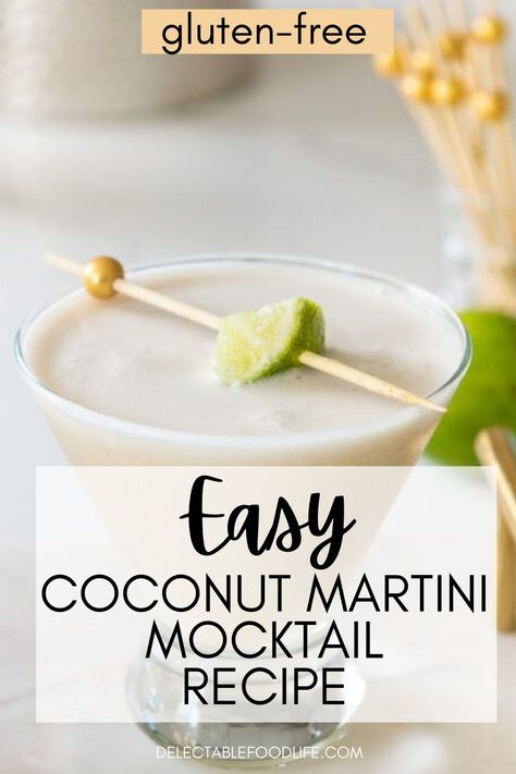 This Easy Coconut Martini Mocktail Recipe is icy and creamy and feels very sophisticated and tropical all at once! 5 simple ingredients blend into a perfect non-alcoholic martini. Coconut Milk Mocktail Recipe, Martini Mocktail Recipe, Non Alcoholic Martini Recipes, Non Alcoholic Martini, Martini Recipes Easy, Coconut Martini, Best Coconut Milk, Tropical Drink Recipes, Drinks Recipe