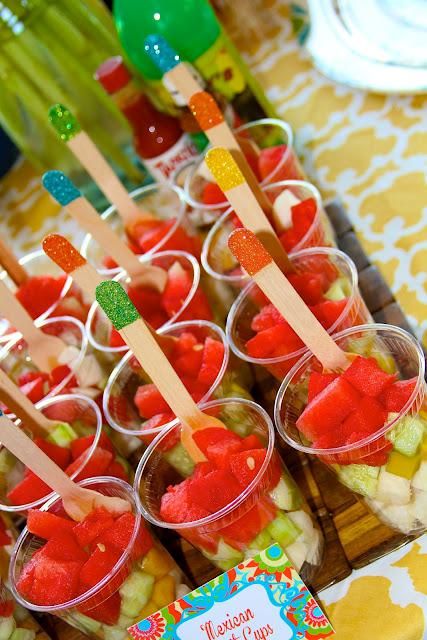 7th Birthday Mexican Fiesta! - Kara's Party Ideas - The Place for All Things Party Mexican Fruit Cups, Mexican Birthday Parties, Mexican Fiesta Party, Fiesta Birthday Party, Mexican Birthday, Fiesta Theme Party, Fiesta Tropical, Mexican Party Theme, Taco Party