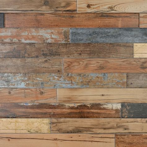 Merola Tile Melvin Color 2-7/8" x 26-1/2" Porcelain Floor and Wall Tile - Bed Bath & Beyond - 14388232 Tile Behind Wood Stove, Wood Storage Ideas, Laundry Room Refresh, Blue Shower Tile, Affinity Tile, Diy Wood Floors, Wood Tile Floors, Reclaimed Wood Wall Art, Kitchen Backsplash Designs