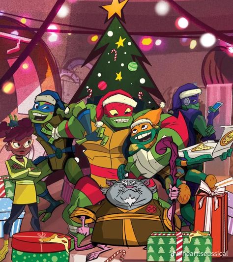 Rottmnt Birthday, Tmnt Christmas Pfp, Donnie X Reader, Teenage Mutant Ninja Turtles Christmas, Rottmnt Art, Mestre Splinter, Christmas Feels, Holiday Wallpapers, Turtle Tots