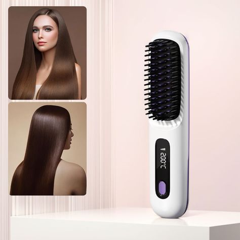 Cordless Hair Straightening Comb with 3 Setting LED Temperature Display Hair Straightener Comb Cordless Hair Straightener, Hot Comb, Hair Straightener Brush, Straightener Brush, Straightening Comb, Hair Brush Straightener, Hair Straightening, Straightening Brush, Hair Straightener