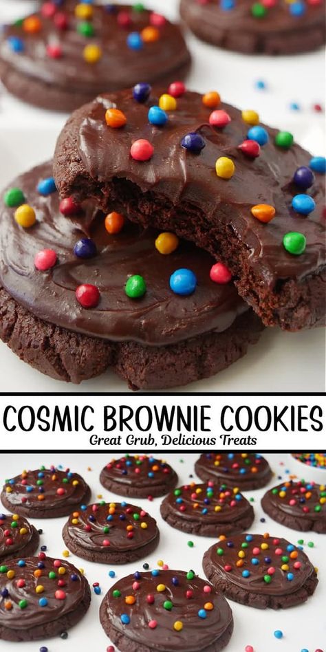 Cosmic Brownie Cookies - Great Grub, Delicious Treats Cosmic Brownie Cookies, 3 Ingredient Butter Cookies, Homemade Brownie Recipe, Chocolate Walnut Brownies, Chocolate Pudding Desserts, Brownie Pudding, Food Dessert Recipes, Homemade Brownie, Cosmic Brownies