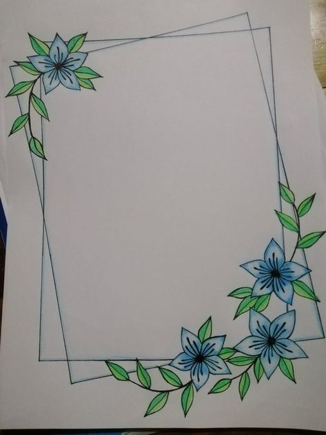 Design For Notes Ideas Border, Botany Word Calligraphy, Aesthetic Journal Border Ideas, Boarder Flower Designs, Flower Boarder Drawings, Border Coloring Pages, Margen Design, Flowers Boarder Design, Project File Border Design Ideas