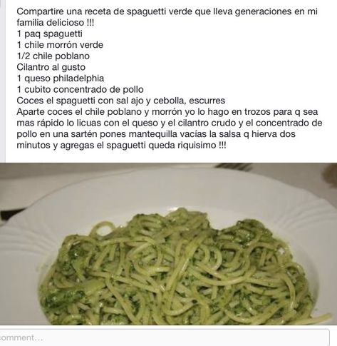 Spaghetti Verde, Chile Poblano, Main Course, Cilantro, Side Dishes, Spaghetti, Ethnic Recipes