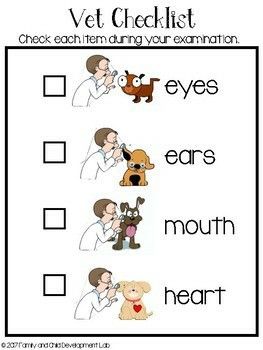 Pet Vet Dramatic Play, Veterinarian Dramatic Play, Vet Dramatic Play, Preschool Pets Unit, Dramatic Play Centers Preschool, Preschool Pets, Pet Study, Education Worksheets, Dramatic Play Themes