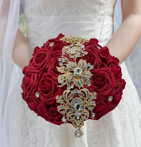 Red Quince, Bridal Packages, Bridal Brooch Bouquet, Brooch Bouquet, Junior Bridesmaid, Custom Bridal, Diy Wedding Decorations, Satin Ribbon, Bridesmaid Bouquet