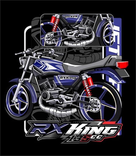 Rx king vector amazing | Premium Vector #Freepik #vector #motobike #kawasaki #sportbike #motor-bike Rx King Art, Otomotif Design, Garasi Motor, Rakel Sablon, Vector Motor, Biker Logo Design, Aerox 155 Yamaha, Yamaha Rx King, Motor Balap