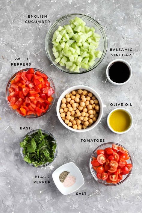 Easy Italian Chickpea Salad Recipe with Basil - Garbanzo Beans! - Fresh Water Peaches Italian Chickpea Salad, Recipe With Basil, Garbanzo Bean Salad, Garbanzo Bean Recipes, Garbanzo Beans Salad, Italian Beans, Chickpea Salad Recipe, Garbanzo Bean, Chickpea Salad Recipes