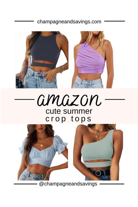 Cute summer crop top ideas from Amazon Fashion! Tops From Amazon, Crop Top Ideas, Grandmother Clothes, Trending Bathing Suits, Dress Up Shoes, Trendy Fall Fashion, Summer Crop Top, Colour Combinations Fashion, Summer Wardrobe Staples