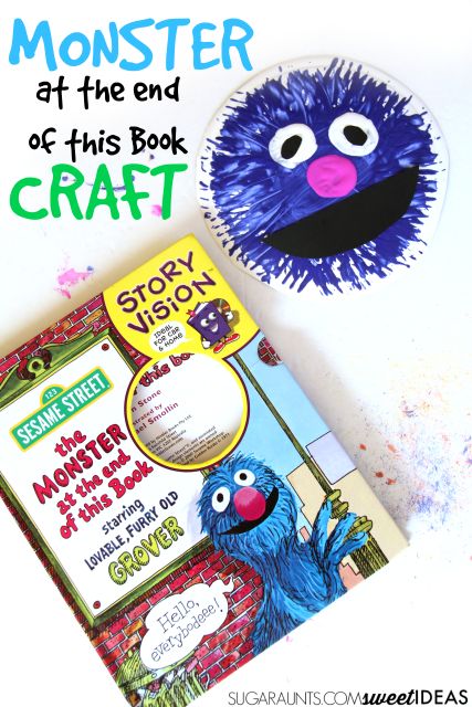 Monster at the End of This Book children's book and Grover craft from Sesame Street Storybook Crafts, Childrens Books Activities, Literature Activities, Monster Craft, Book Craft, Monster Theme, Preschool Books, Themed Crafts, Children's Literature