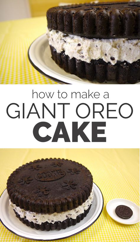 how to make a giant oreo cake Giant Oreo Cake, Oreo Cookie Cake, Oreo Birthday Cake, Oreo Desserts, Cookies And Cream Cake, Oreo Recipes, Gateaux Cake, Buttercream Recipe, Cake Walk