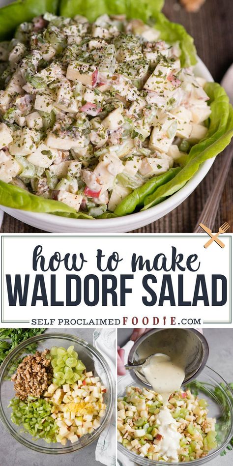 Waldorf Salad, made with apples, grapes, celery, walnuts, and a tangy dressing, is a classic side dish recipe that is perfect for fall and winter! This traditional side dish is also a great addition to holiday dinners like Thanksgiving and Christmas. #waldorfsalad #apples #grapes #dressing #recipe #best Turkey Instant Pot, Classic Waldorf Salad, Instant Pot Mashed Potatoes, Waldorf Salad Recipe, Recipe Thanksgiving, Waldorf Salad, Oven Roasted Turkey, Roasted Green Beans, Holiday Dinners