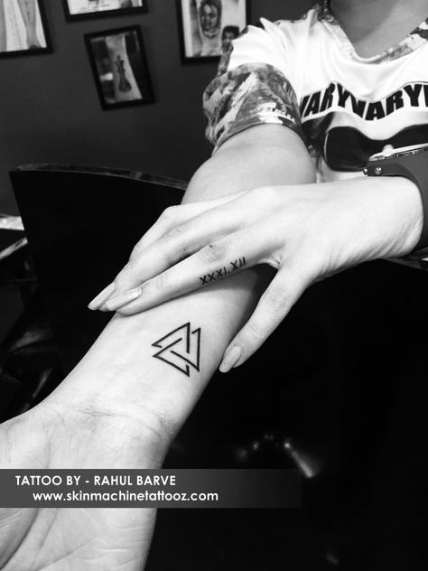 Three Triangle Tattoo Meaning, Power Of Three Tattoo, Three Triangle Tattoo, Triangles Tattoo, Tribe Tattoo, Triangle Tattoo Meaning, Tattoo Font For Men, Minimalistic Tattoos, Simple Tattoos For Guys