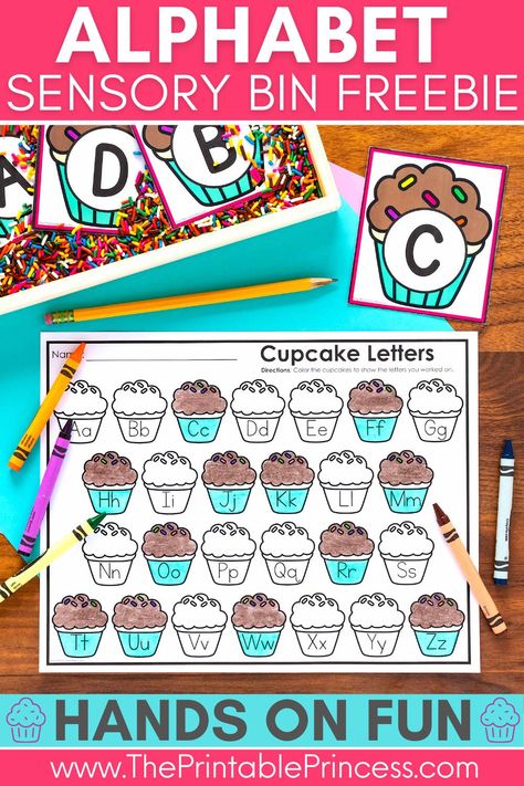 Alphabet Sensory Bin, Alphabet Letter Matching, Letter Matching Activities, Printable Princess, Baking Theme, Letter Recognition Activities, Sensory Ideas, Summer Preschool, Language Art Activities