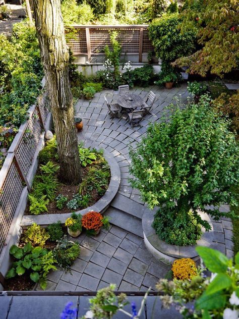 Landscaping Along Fence, Townhouse Garden, Small Backyard Gardens, Landscape Designs, Have Inspiration, Landscape Plans, Beautiful Backyards, Small Garden Design, Courtyard Garden