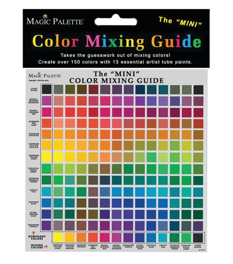 Mixing the right color just got easier! The Magic Palette Mixing Guides take the guesswork out of mixing beautiful, luminous colors This guide features a comprehensive, easy - to - read grid that shows the resulting color when two colors are combined An indispensable tool for artists and designers of every experience level, this guide is ideal for studios, the classroom and plein air paintingFeatures 150 colors created from 13 paint colorsCompact and portable8" x 625" Food Coloring Mixing Chart, Color Mixing Guide, Tertiary Color, Color Mixing Chart, Art Painting Supplies, Mixing Colors, Colorful Paintings Acrylic, Craft Products, Studio Equipment