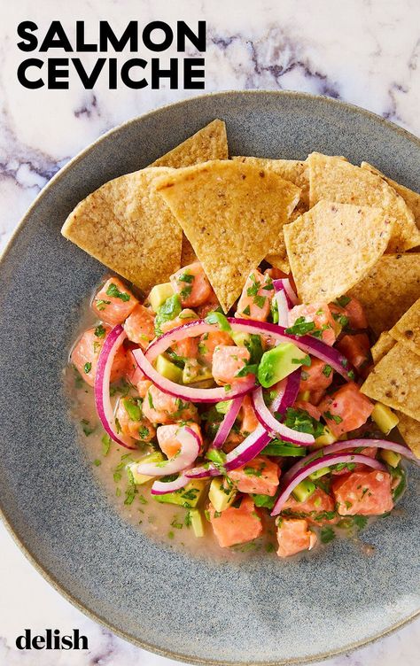 Salmon Ceviche, Party Sides, Ceviche Recipe, Cooking App, Diner Recept, Spicy Salmon, Summer Appetizer, Salmon Recipes, Meal Ideas