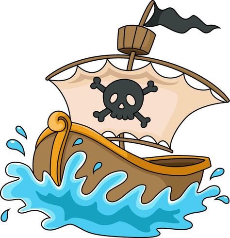 Pirate ship cartoon on white background Pirate Cartoon, White Cartoon, Background Background, Pirate Ship, White Background, Vector Free, Vector Illustration, Royalty, Royalty Free