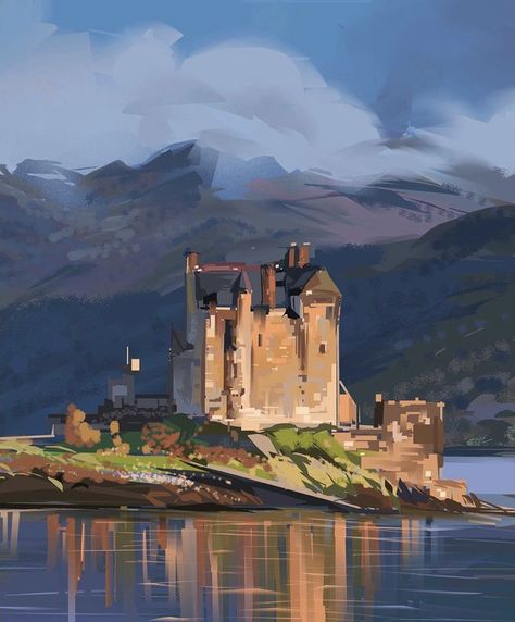 Castle Digital Painting, Castle Concept Art, Study Artwork, Value Painting, Castle Illustration, Castle Painting, Environment Painting, Digital Painting Techniques, Castle Art