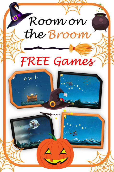 FREE Games and Activities for Room on the Broom by Julia Donaldson Room On Broom Craft, Room On The Broom Activities, Literacy Night Activities, Broom Flying, Christmas Lesson Plan, Spelling Cvc Words, Halloween Month, Room Parent, Room On The Broom