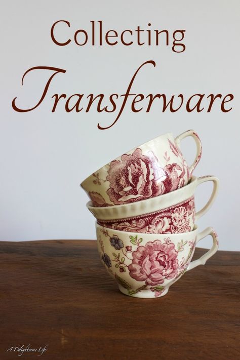 Red Transferware - A Delightsome Life Transferware Dishes, Classic Farmhouse Kitchen, French Style Chairs, Red Transferware, Red Toile, The Color Red, China Dishes, Bedroom Decorating Ideas, Bedroom Decorating