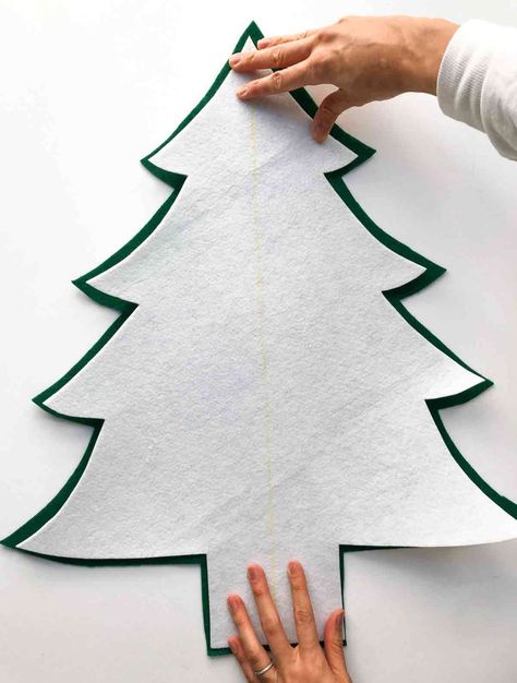 How to Make an Easy 3D Felt Christmas Tree (Free Pattern) - MindyMakes Felt Christmas Tree Advent Calendar Diy, Pattern For A Christmas Tree, Christmas Tree Sewing Patterns Free Printable, Mindy Makes Patterns, Large Christmas Tree Template Printable Free, Stuffed Christmas Tree Patterns Free Printable, Xmas Tree Template Free Pattern, 3d Felt Christmas Tree, Felt Christmas Trees Diy