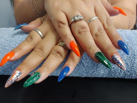 Florida gators nail art University Of Florida Nails, Florida Gator Nails, Uf Gators, Florida Nails, University Of Florida, Florida Gators, Nail Inspiration, Nails Nails, Blue Nails