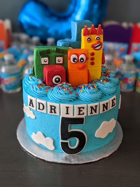 NumberBlocks Birthday Cake Numberblock 5 Birthday Cake, Numberblock Cake, Number Blocks Cake, Numberblocks Birthday Cake, Number Blocks Birthday Party, Numberblocks Birthday Party, Birthday Cake Kids Boys, Block Birthday Party, Bubble Guppies Birthday Party