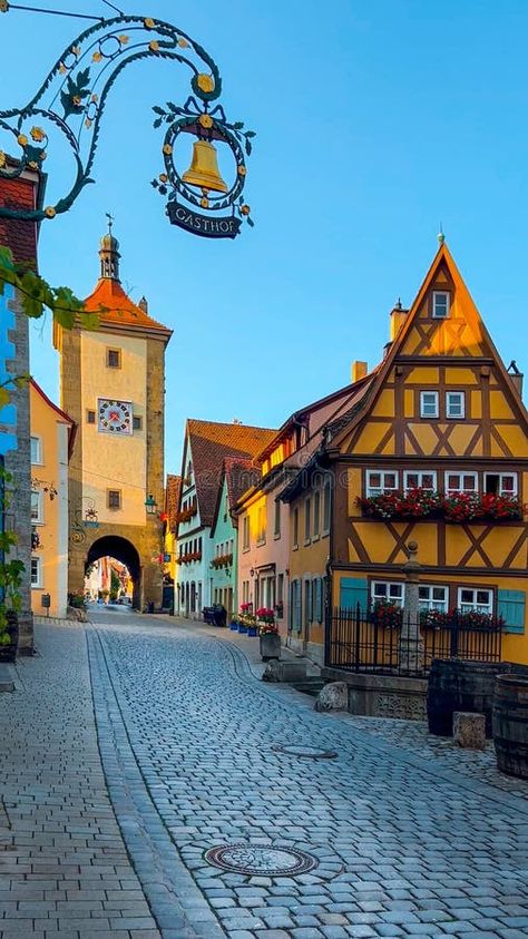 German traditional architecture half-timbered houses in historical center Rothenburg ob der Tauber, Bavaria, Middle royalty free stock photo German Houses, German Architecture, Rothenburg Ob Der Tauber, Vector Flowers, City Landscape, Traditional Architecture, Traditional House, Bavaria, Urban Art