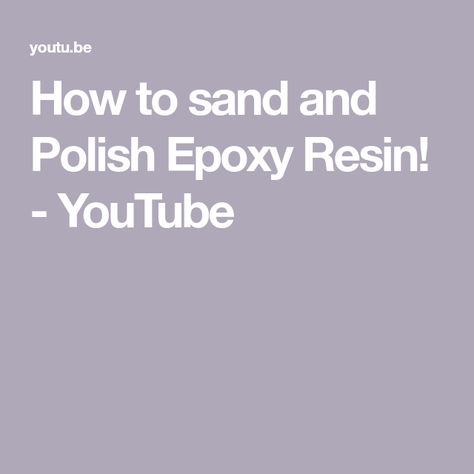 How to sand and Polish Epoxy Resin! - YouTube Polish Epoxy Resin, Diy Pipe, Art Resin, Sanding, Resin Art, Epoxy Resin, Saving Money, Make It Yourself, Instagram