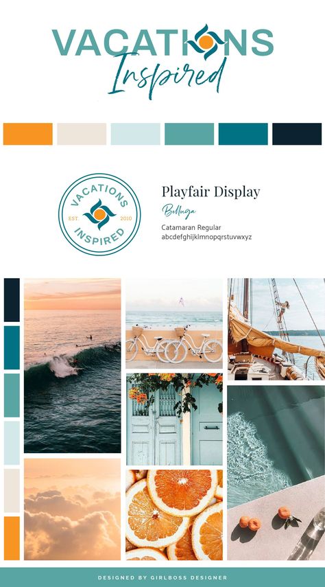 Travel Branding, Sun Element, Travel Website Design, Business Branding Inspiration, Bright Turquoise, Travel Brand, Brand Color Palette, Travel Logo, Color Palette Design