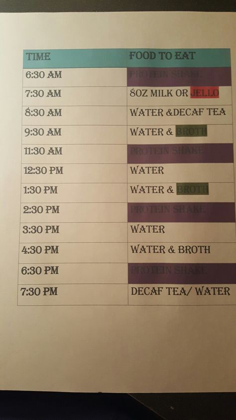 Pre-op liquid diet schedule idea Bariatric Recipes Sleeve Liquid Diet, Liquid Diet Plan, Liquid Diet Recipes, Bariatric Recipes Sleeve, Clear Liquid Diet, Diet Schedule, Bariatric Diet, Bariatric Eating, Liquid Diet