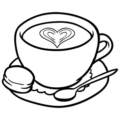 Coffe Coloring Pages, Draw Coffee Mug, Tea Cup Coloring Page, Coffee Cup Design Drawing, Coffee Cup Coloring Pages, Coffee Coloring Pages Free Printable, How To Draw A Cup, A Cup Of Coffee Drawing, Coffee Pot Drawing