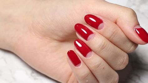 This is a guide to Dita von Teese nails. Learn how to do a glamorous and sexy half0moon manicure with red polish using this simple step-by-step nail tutorial. Red Hollywood Nails, Dita Von Teese Nails, Half Moon Manicure, Hollywood Nails, Half Moon Nails, Moon Manicure, Red Polish, Moon Nails, Vintage Nails