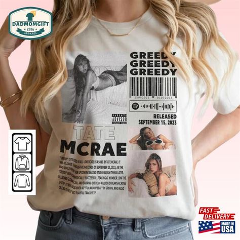 Tate Mcrae Music Merch Shirt Greedy Album 90S Tee Unisex Classic Check more at https://dadmomgift.com/product/tate-mcrae-music-merch-shirt-greedy-album-90s-tee-unisex-classic/ Tate Mcrae Music, Yellowstone T Shirts, Merch Shirt, Music Merch, Iconic Album Covers, 90s Tees, Tate Mcrae, Shirt Designs For Men, T Shirt Printing