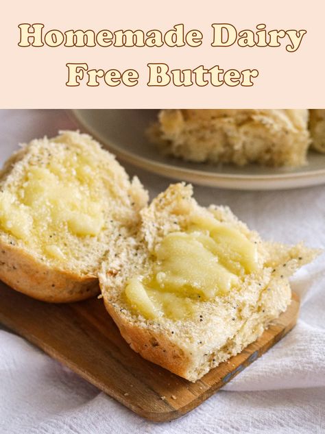 Make your own plant based, dairy free vegan butter at home! It's creamy and smooth, and can be used anywhere that you would typically use regular or store bought plant based butter. This uncomplicated recipe is dairy free and plant based, and does not require any soy or nut products. #butterrecipe #veganbutter #bestplantbasedrecipes #dairyfree #dairyfreebutter #buttery #plantbasedrecipes #plantbased #dairyfreerecipes Non Dairy Butter Recipe, Homemade Vegan Butter Recipe, Homemade Dairy Free Butter, Plant Based Butter Recipe, Dairy Free Side Dishes, Vegan Butter Recipe, Dairy Free Butter Recipe, Homemade Vegan Butter, Plant Based Butter